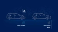 Droga hamowania przy prędkości 90 km/h na ośnieżonej nawierzchni. Warunki testu poniżej 10 °C.